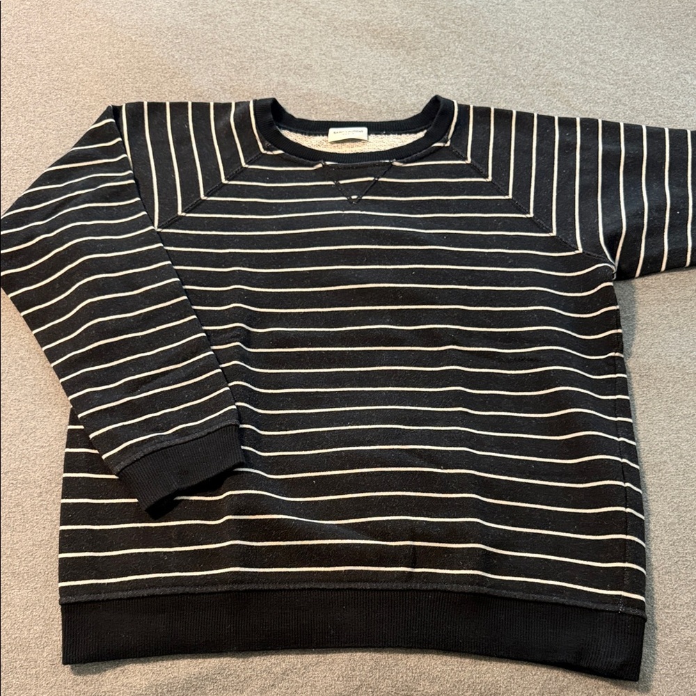 Saint Laurent Navy and White Striped Crewneck Sweater